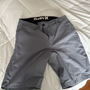 Hurley Gray Flat Front Athletic Shorts